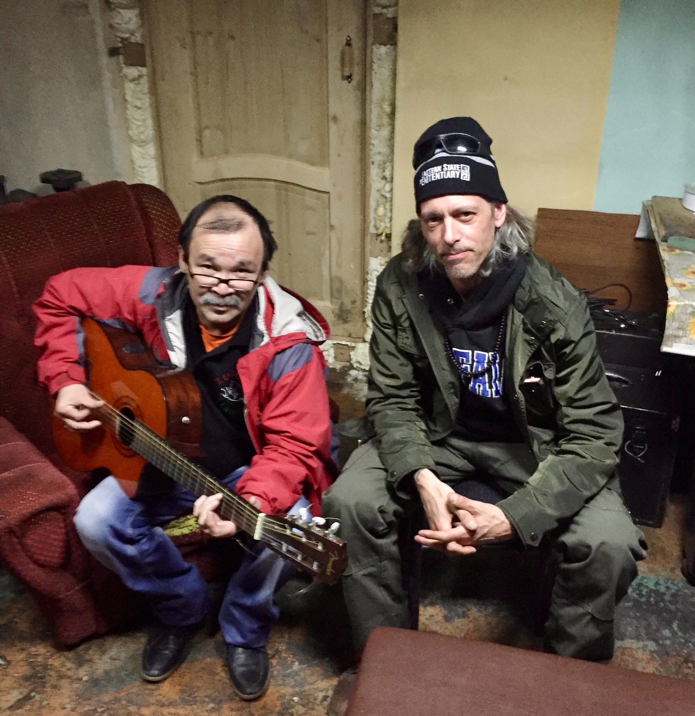 Kaigal-ool Khovalyg and author Michael Cline in Kyzyl, Tuva